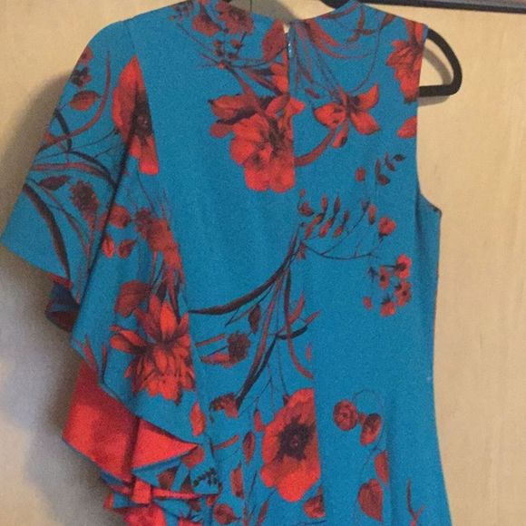 Sachin Babi April Floral Dress w One Draped Sleeve - Picture 10 of 16